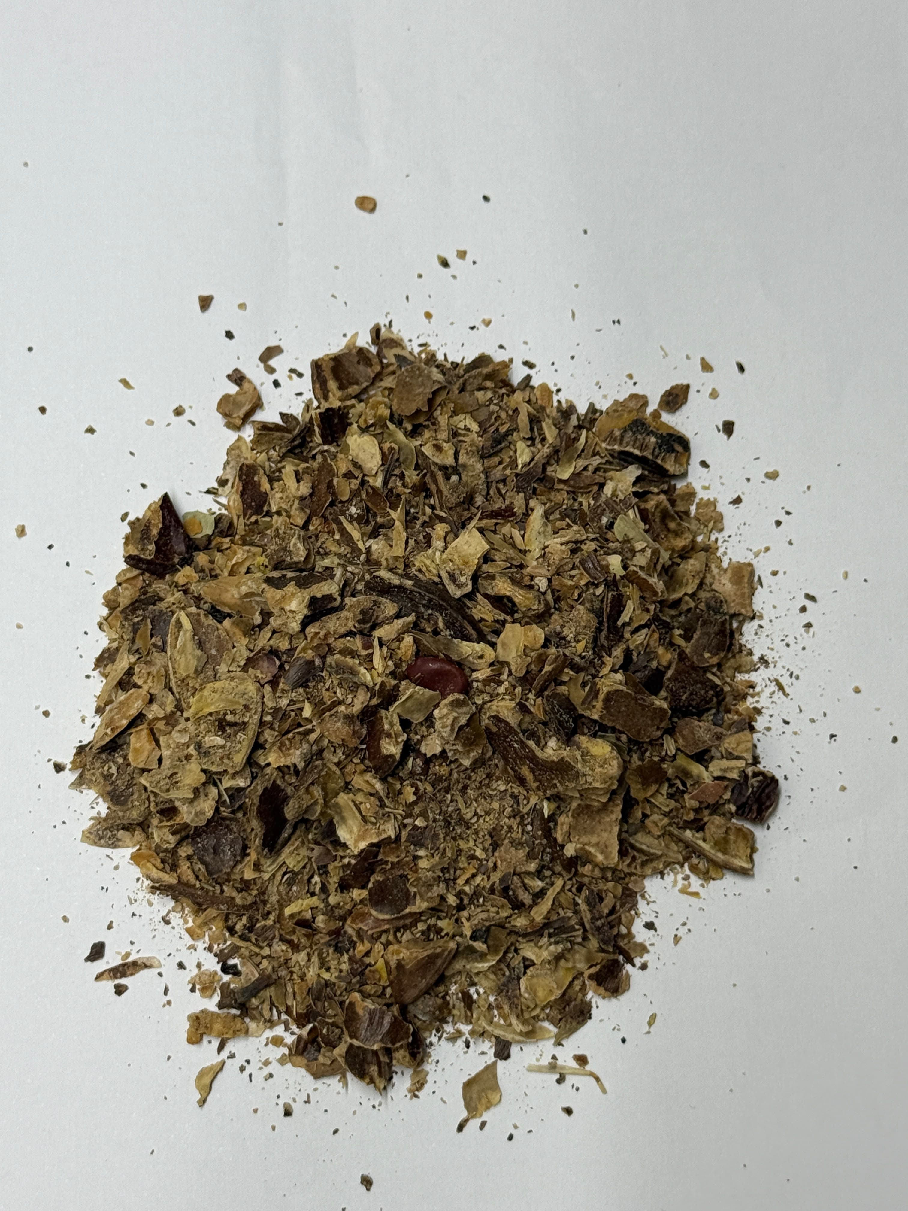 Carob kibble, close-up on the texture